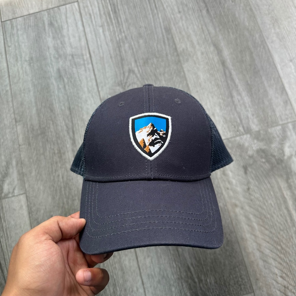 KÜHL Navy Blue Mountain Shield Logo Mesh Trucker Hat Snapback Outdoor Cap
